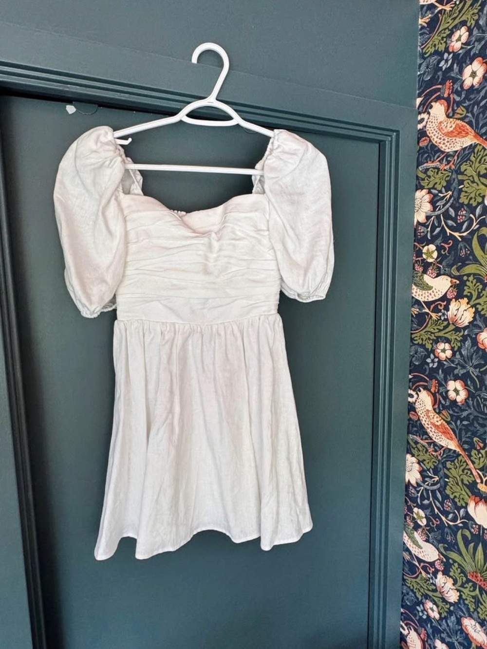 Reformation White Puff Sleeve Mini Dress